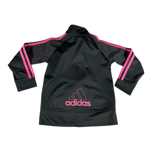 ADIDAS Black W/Dark Pink Track Zip Up Jacket SZ 6 & Black/ Light Pink Pants SZ 5 - Picture 2 of 9